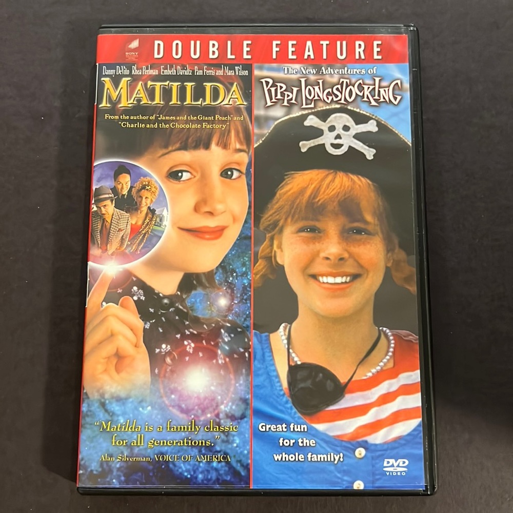 12 for $15 or 6 for $10. Matilda and New Adventures of Pippy Longstocking dvds